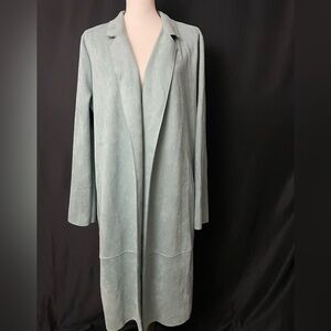 Zara Women's Blue Faux Suede Long Coat